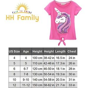 HH Family Flip Sequin Unicorn Shirt Tee for Girls  4 Long Pretty Shirt